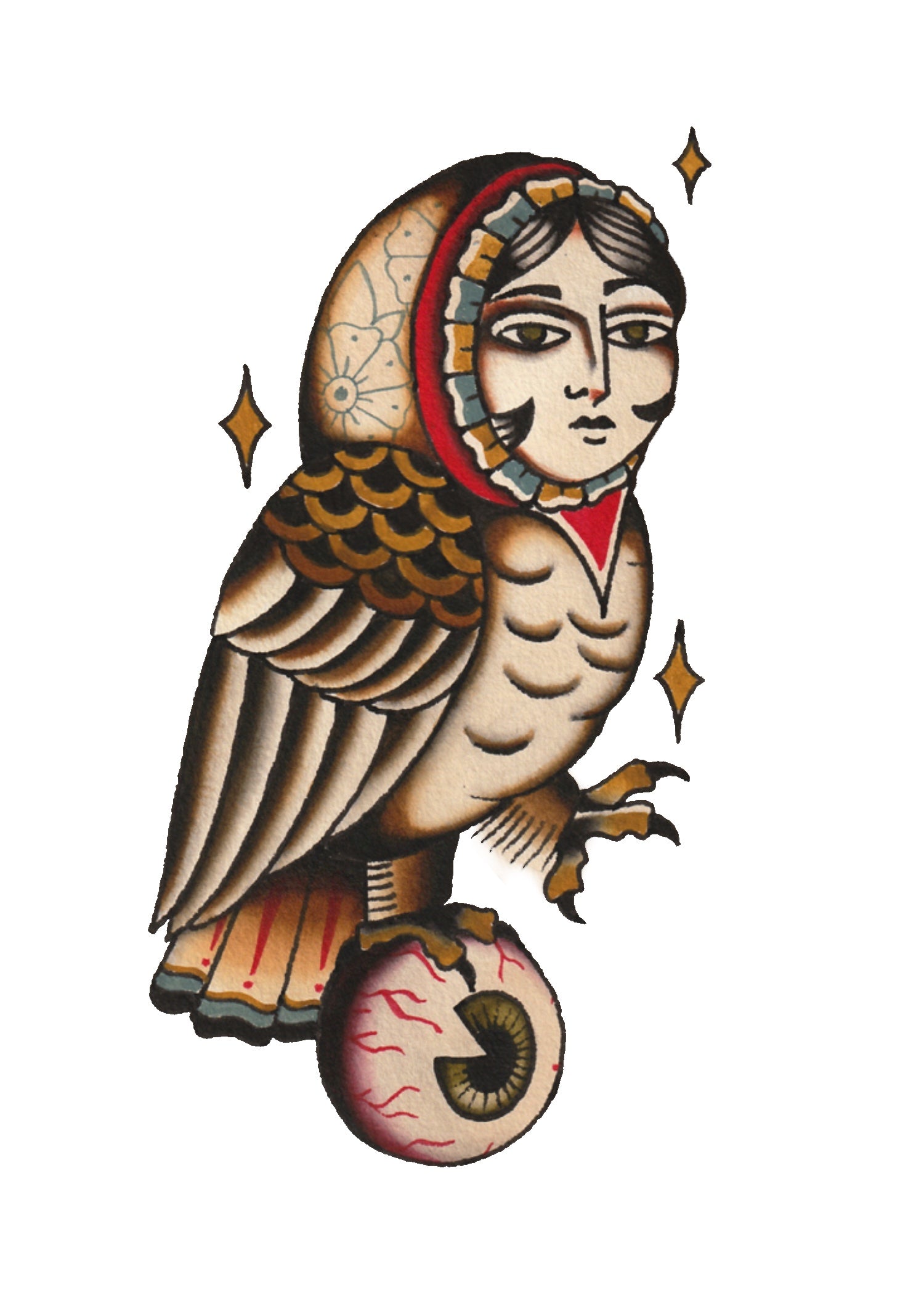 american traditional owl flash